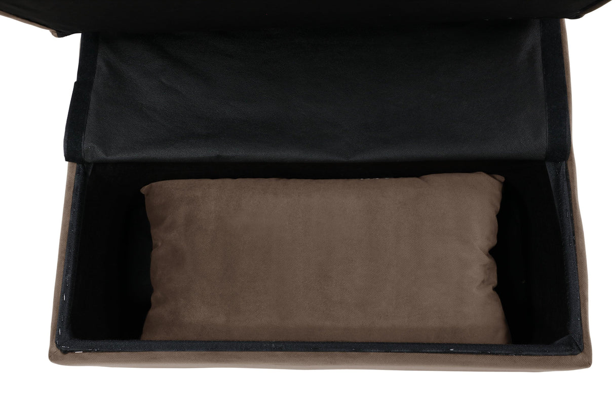 Garrell Brown Velvet Lift Top Storage Bench with Pull-out Bed by Homelegance at Eve Furniture