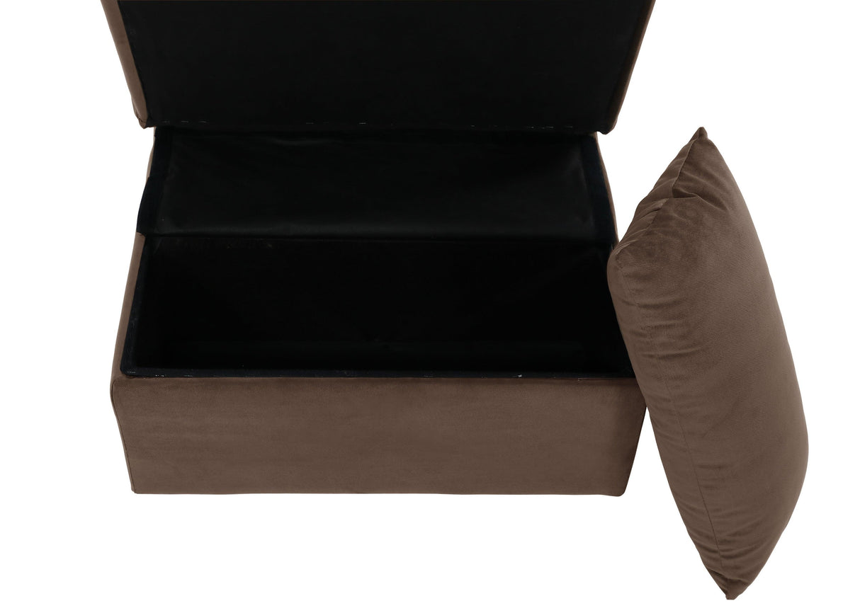 Garrell Brown Velvet Lift Top Storage Bench with Pull-out Bed by Homelegance at Eve Furniture