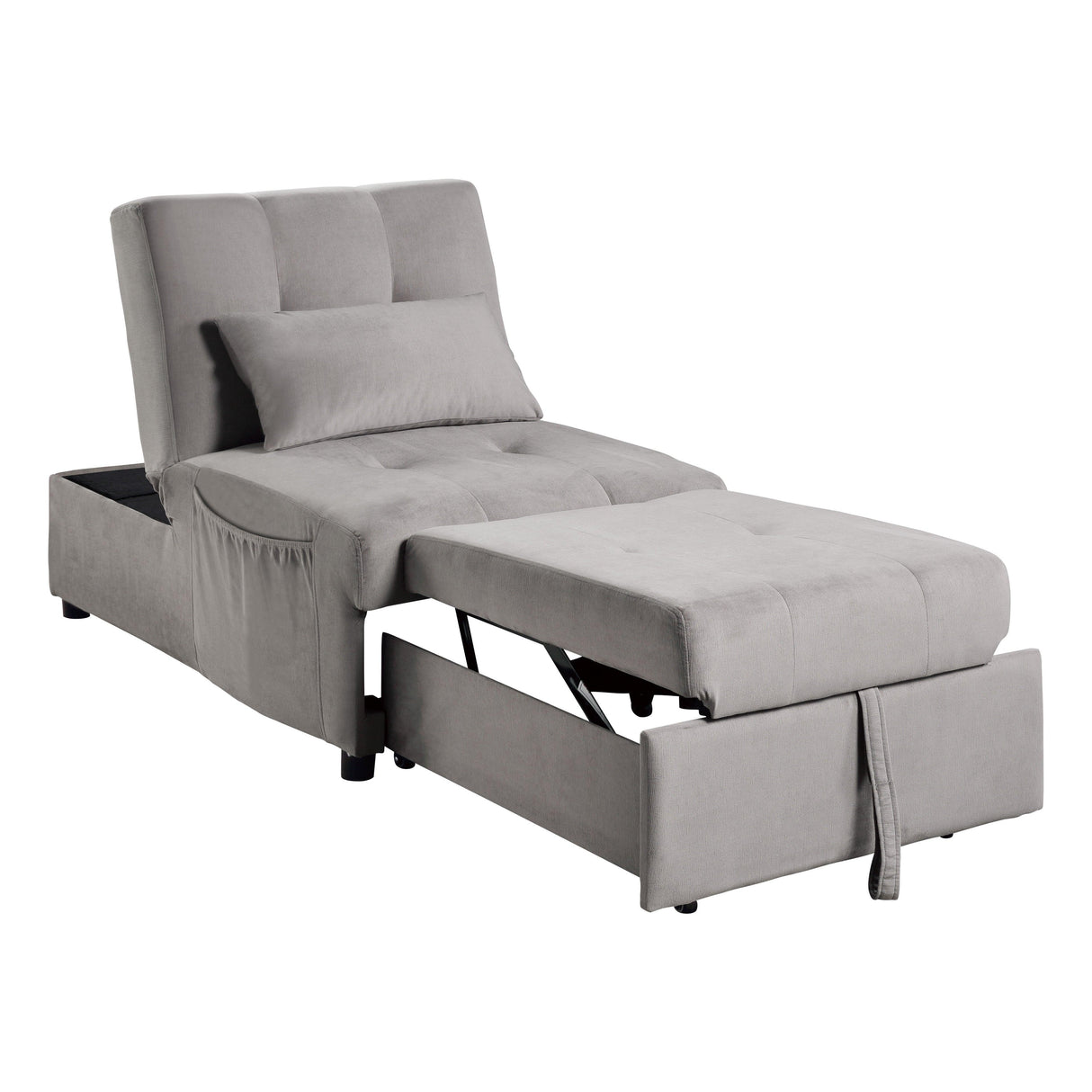 Garrell Brownish Gray Velvet Lift Top Storage Bench with Pull-out Bed by Homelegance at Eve Furniture