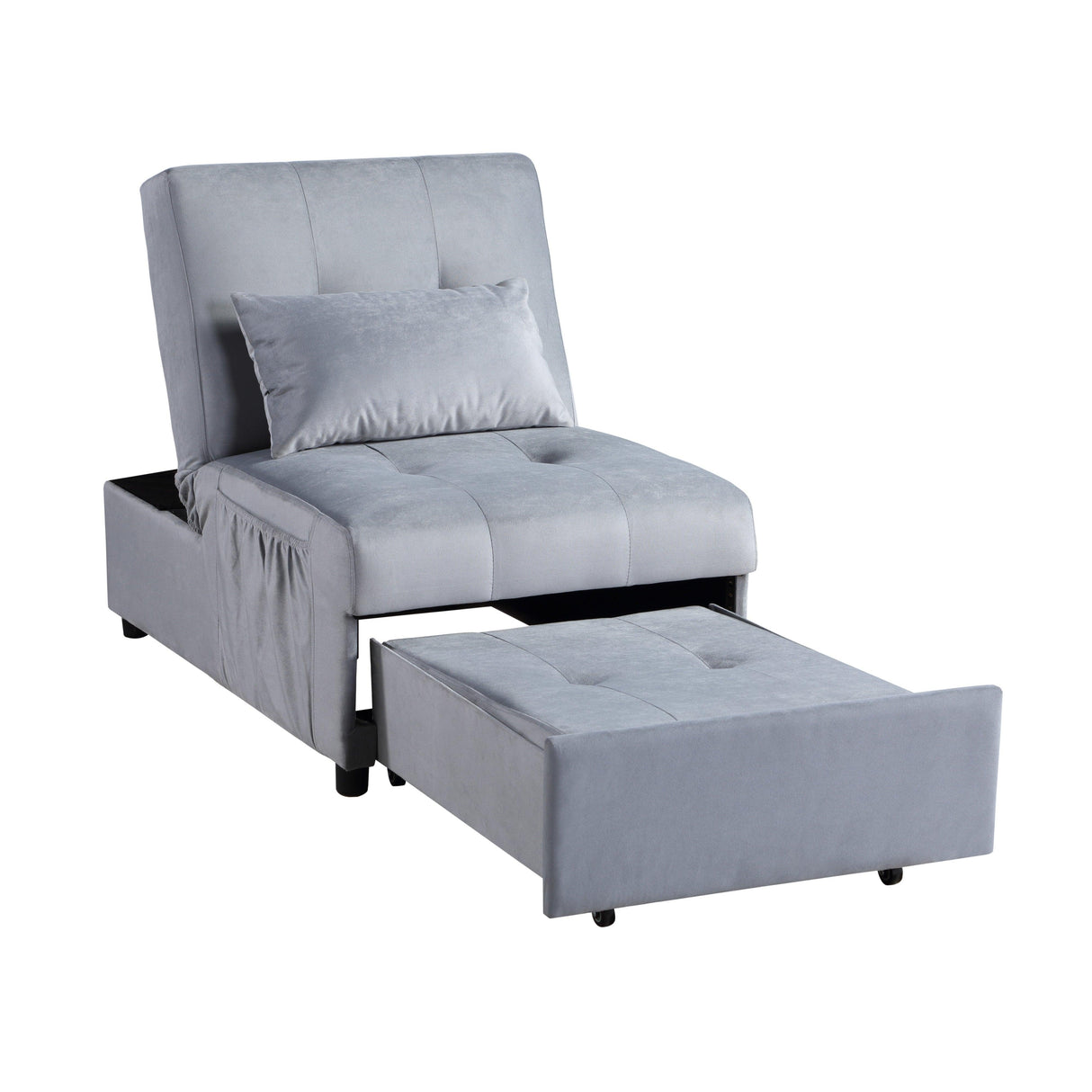 Garrell Gray Velvet Lift Top Storage Bench with Pull-out Bed by Homelegance at Eve Furniture