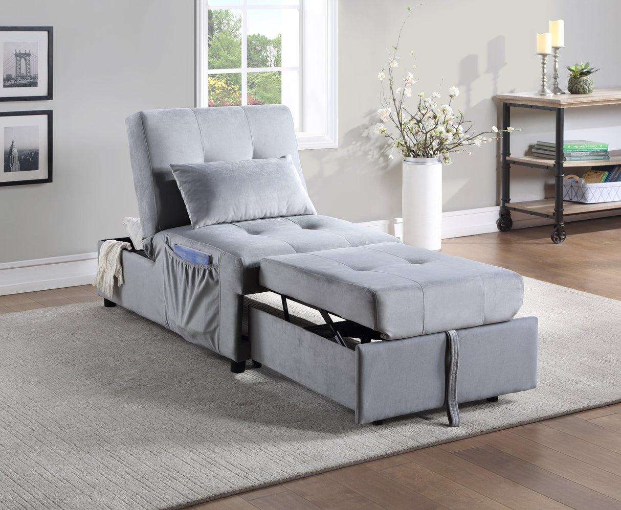 Garrell Gray Velvet Lift Top Storage Bench with Pull-out Bed by Homelegance at Eve Furniture