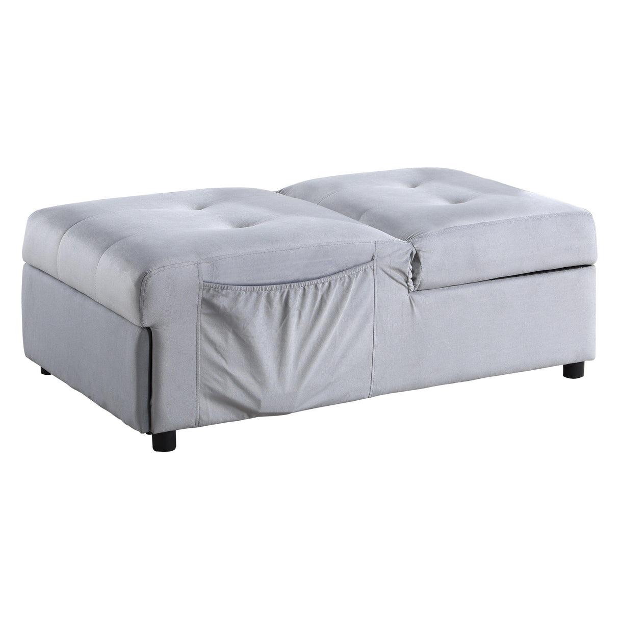 Garrell Gray Velvet Lift Top Storage Bench with Pull-out Bed by Homelegance at Eve Furniture
