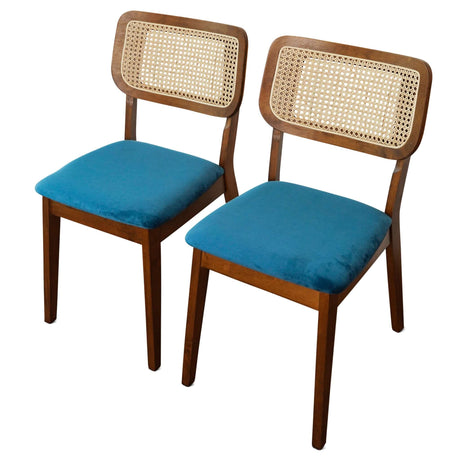 Hazel Mid-Century Modern Navy Blue Velvet Solid Wood Dining Chair(Set of 2)