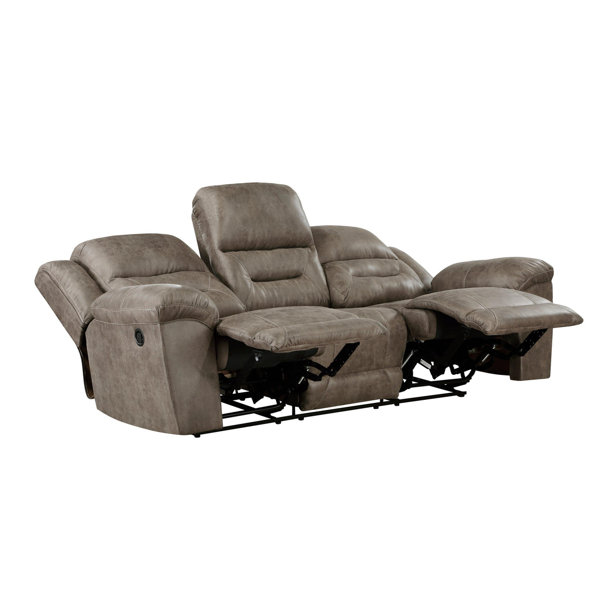 Hazen Brown Microfiber Double Reclining Sofa by Homelegance at Eve Furniture
