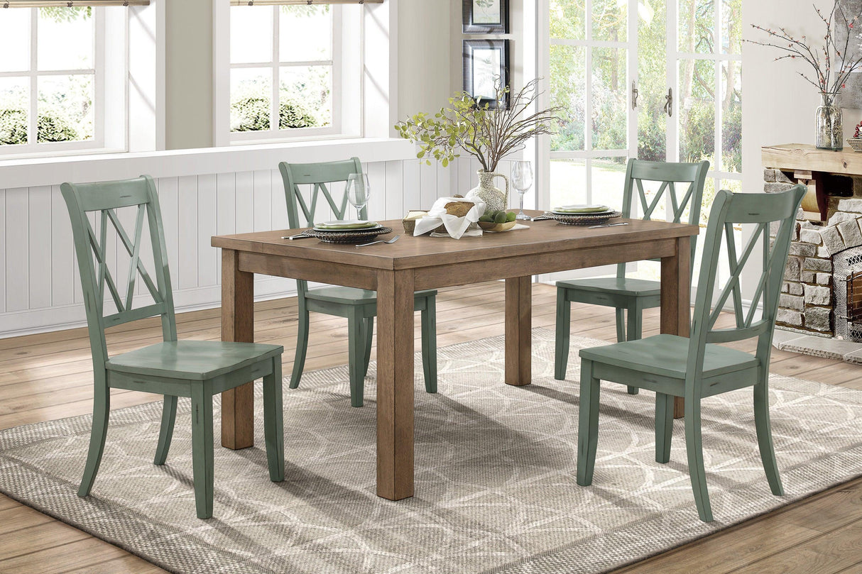 Janina Natural/Teal Dining Set by Homelegance at Eve Furniture