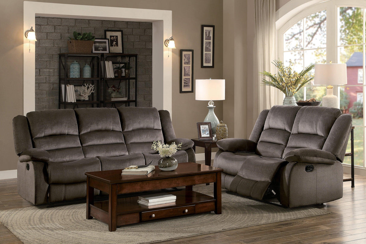 Jarita Chocolate Double Reclining Sofa by Homelegance at Eve Furniture