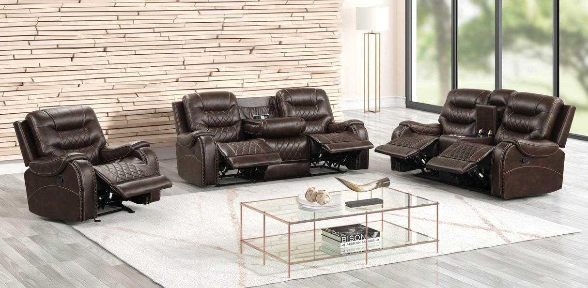 Juniper Brown Oversized 3-Piece Reclining Living Room Set by Happy Homes at Eve Furniture