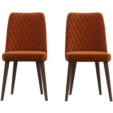 Katie Mid-Century Modern Velvet Dining Chair (Set of 2) Burnt Orange