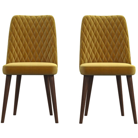 Katie Mid-Century Modern Velvet Dining Chair (Set of 2) Dark Yellow