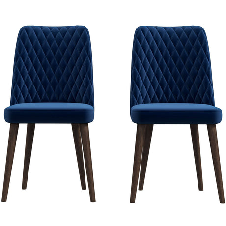 Katie Mid-Century Modern Velvet Dining Chair (Set of 2) Navy Blue