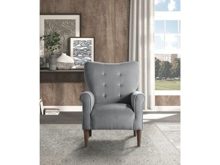 Kyrie Dark Gray Velvet Accent Chair by Homelegance at Eve Furniture