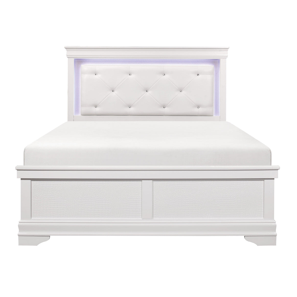 Lana White Full LED Upholstered Panel Bed by Homelegance at Eve Furniture