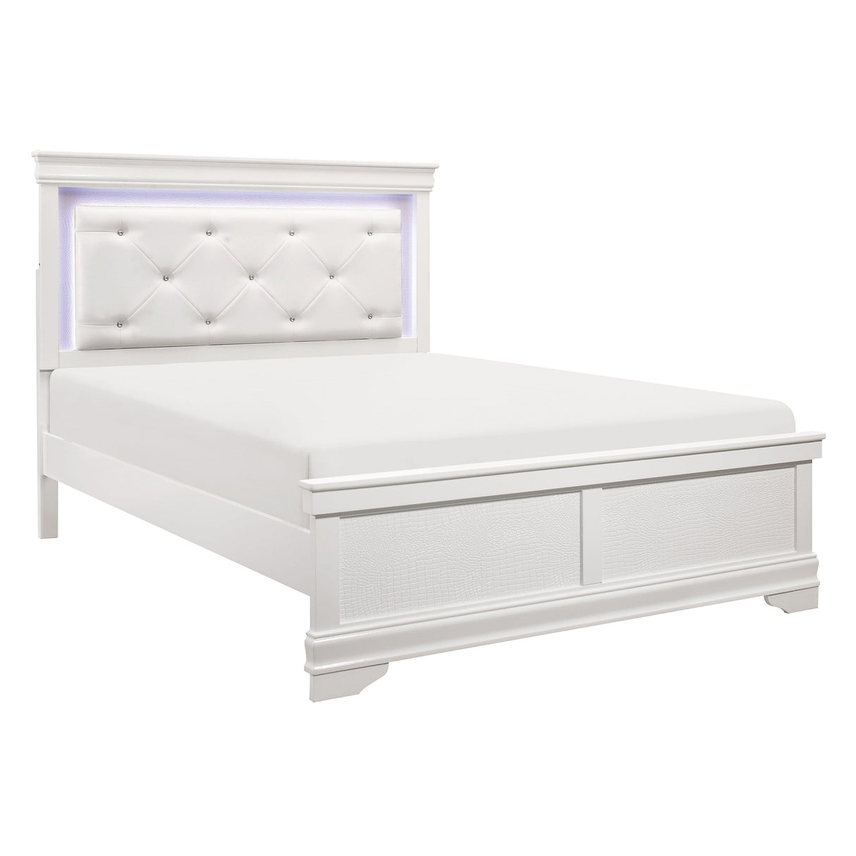 Lana White Full LED Upholstered Panel Bed by Homelegance at Eve Furniture