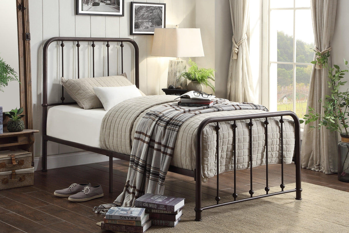 Larkspur Antique Bronze Twin Metal Platform Bed by Homelegance at Eve Furniture