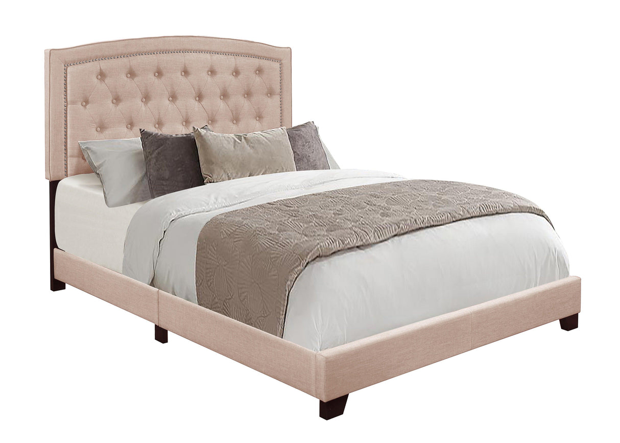 Linda Beige King Upholstered Bed by Homelegance at Eve Furniture