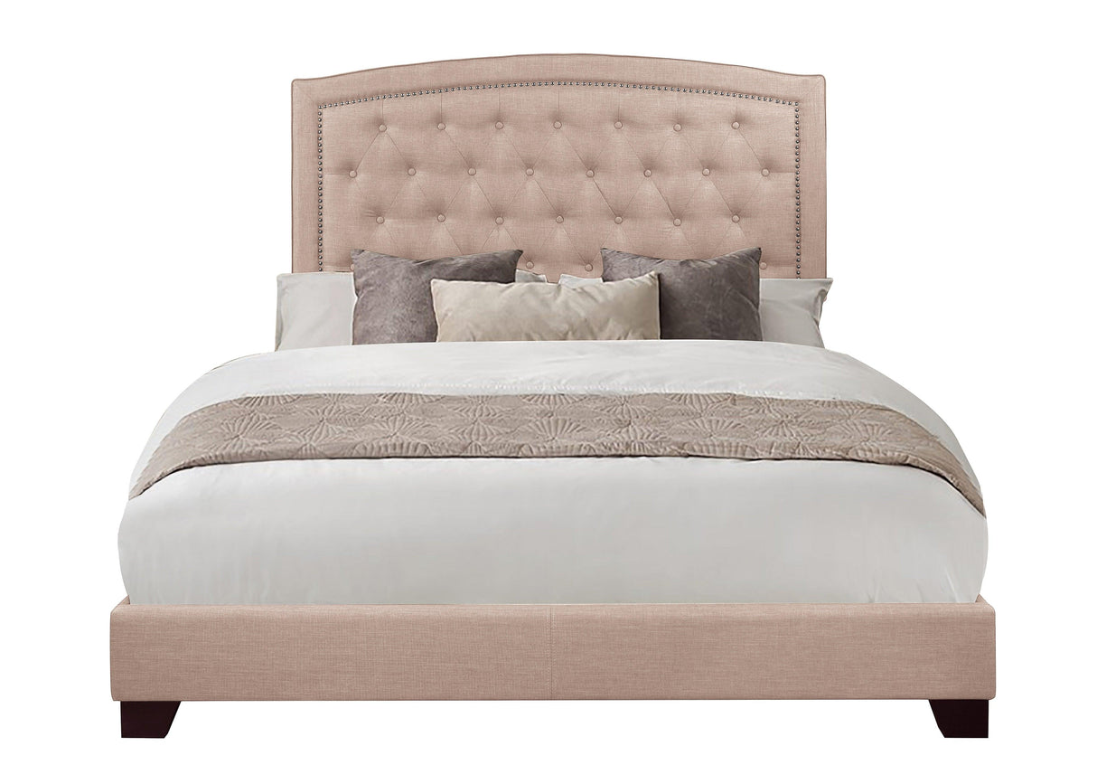 Linda Beige Queen Upholstered Bed by Homelegance at Eve Furniture