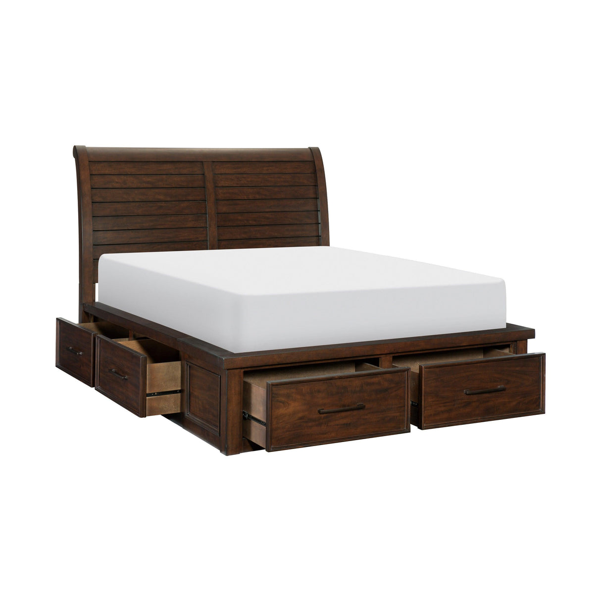 Logandale Brown Queen Sleigh Storage Platform Bed by Homelegance at Eve Furniture