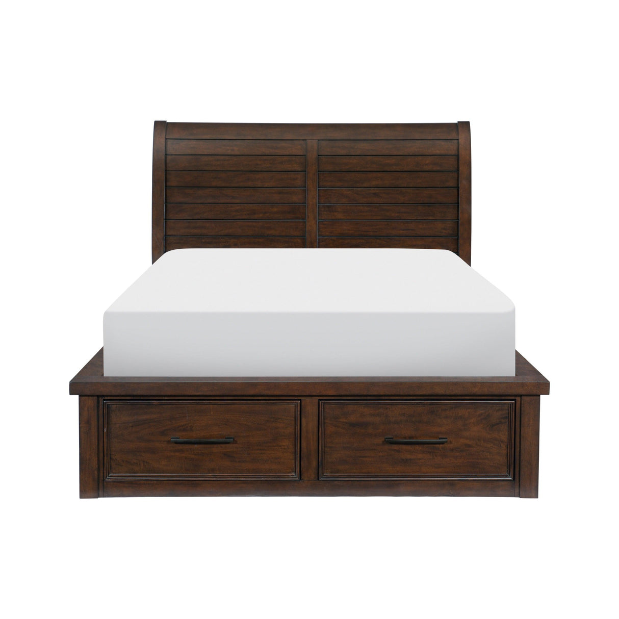 Logandale Brown Queen Sleigh Storage Platform Bed by Homelegance at Eve Furniture