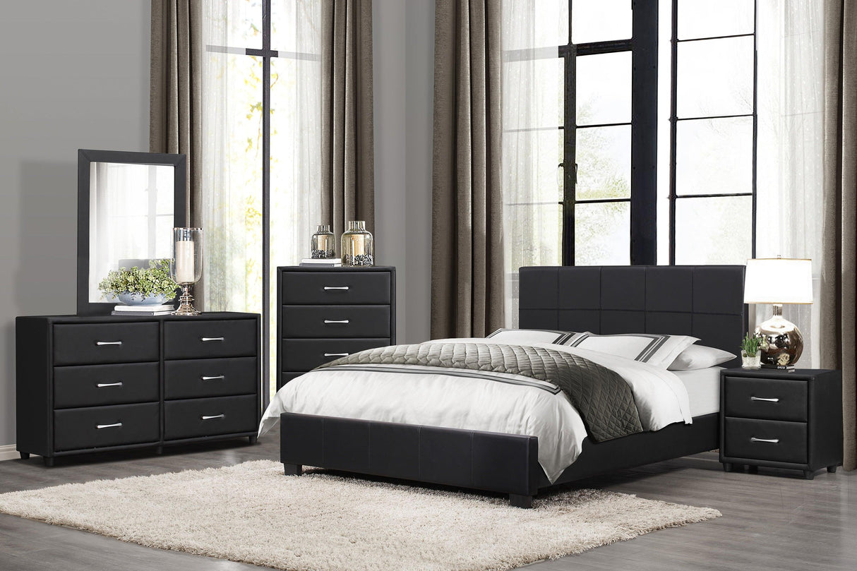Lorenzi Black Queen Upholstered Platform Bed by Homelegance at Eve Furniture