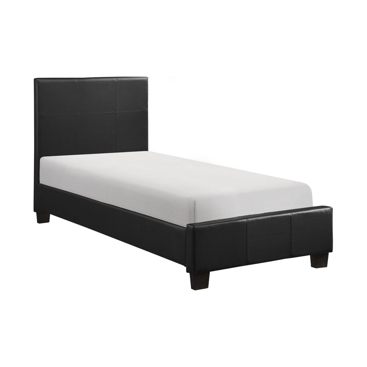 Lorenzi Black Twin Upholstered Platform Bed by Homelegance at Eve Furniture