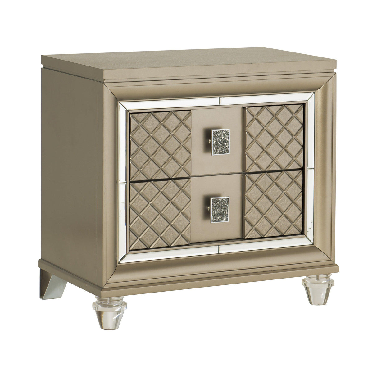 Loudon Champagne Metallic Nightstand by Homelegance at Eve Furniture