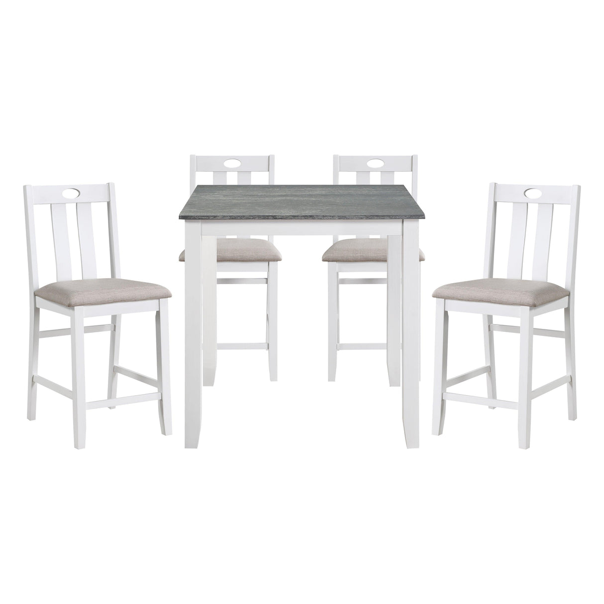 Lowell Bright White/Weathered Gray 5-Piece Counter Height Set by Homelegance at Eve Furniture