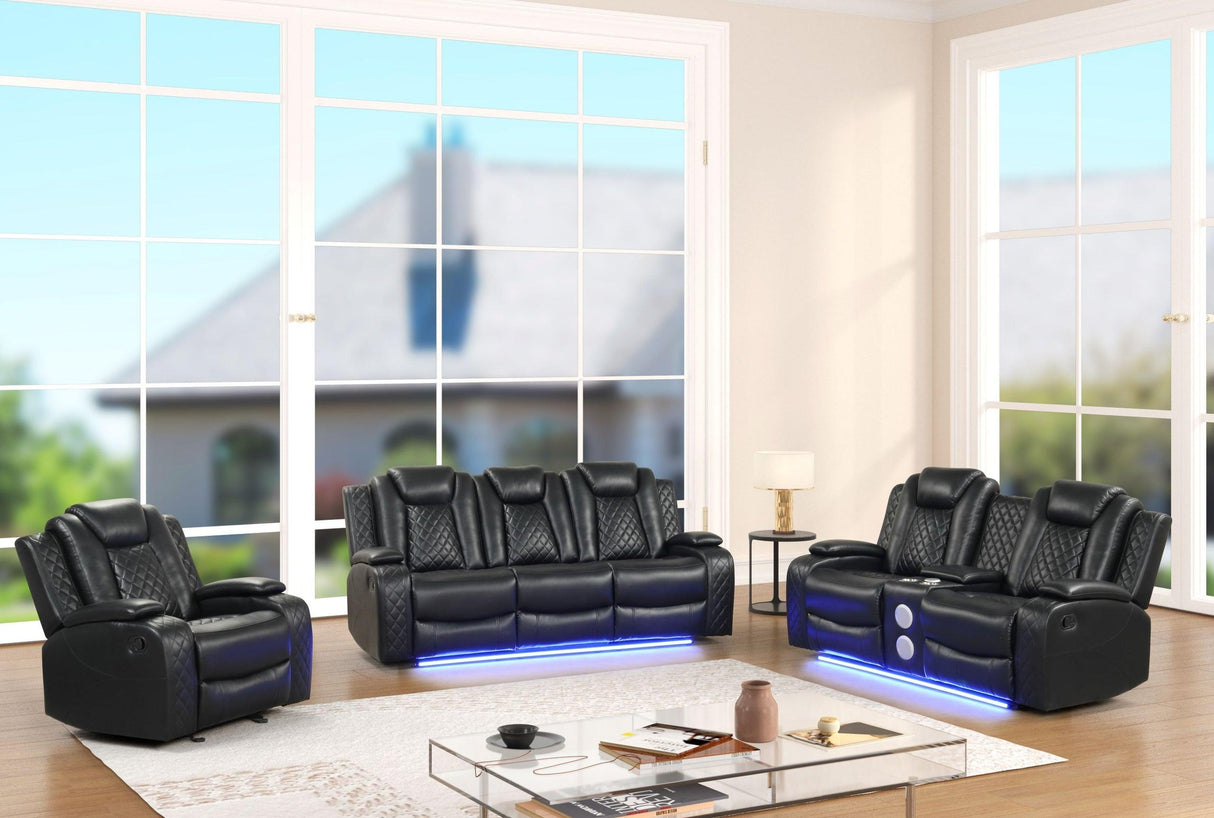 Luz Black 3-Piece Reclining Living Room Set by Happy Homes at Eve Furniture