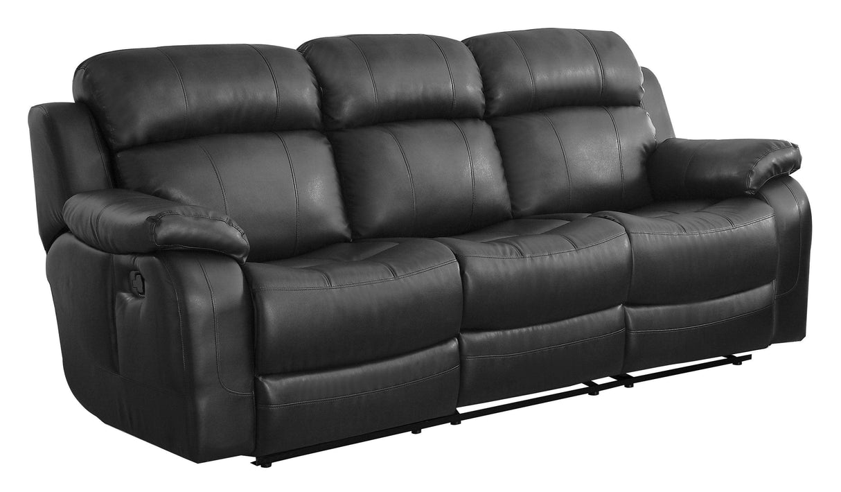 Marille Black Bonded Leather Reclining Sofa by Homelegance at Eve Furniture
