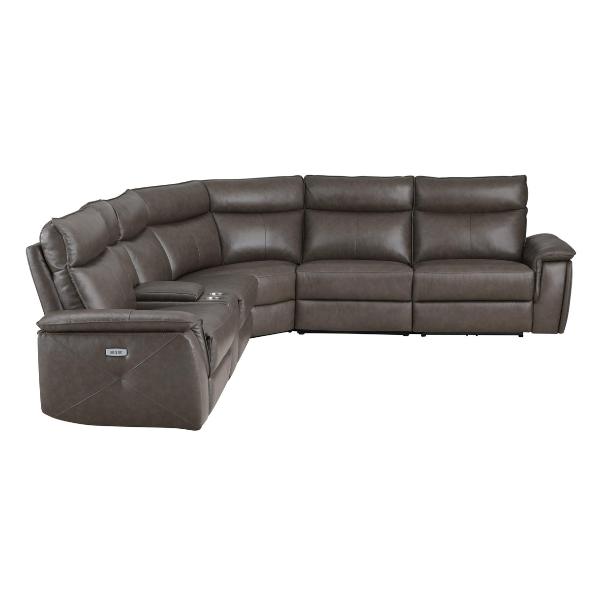 Maroni Dark Brown Leather 6-Piece Modular Power Reclining Sectional by Homelegance at Eve Furniture