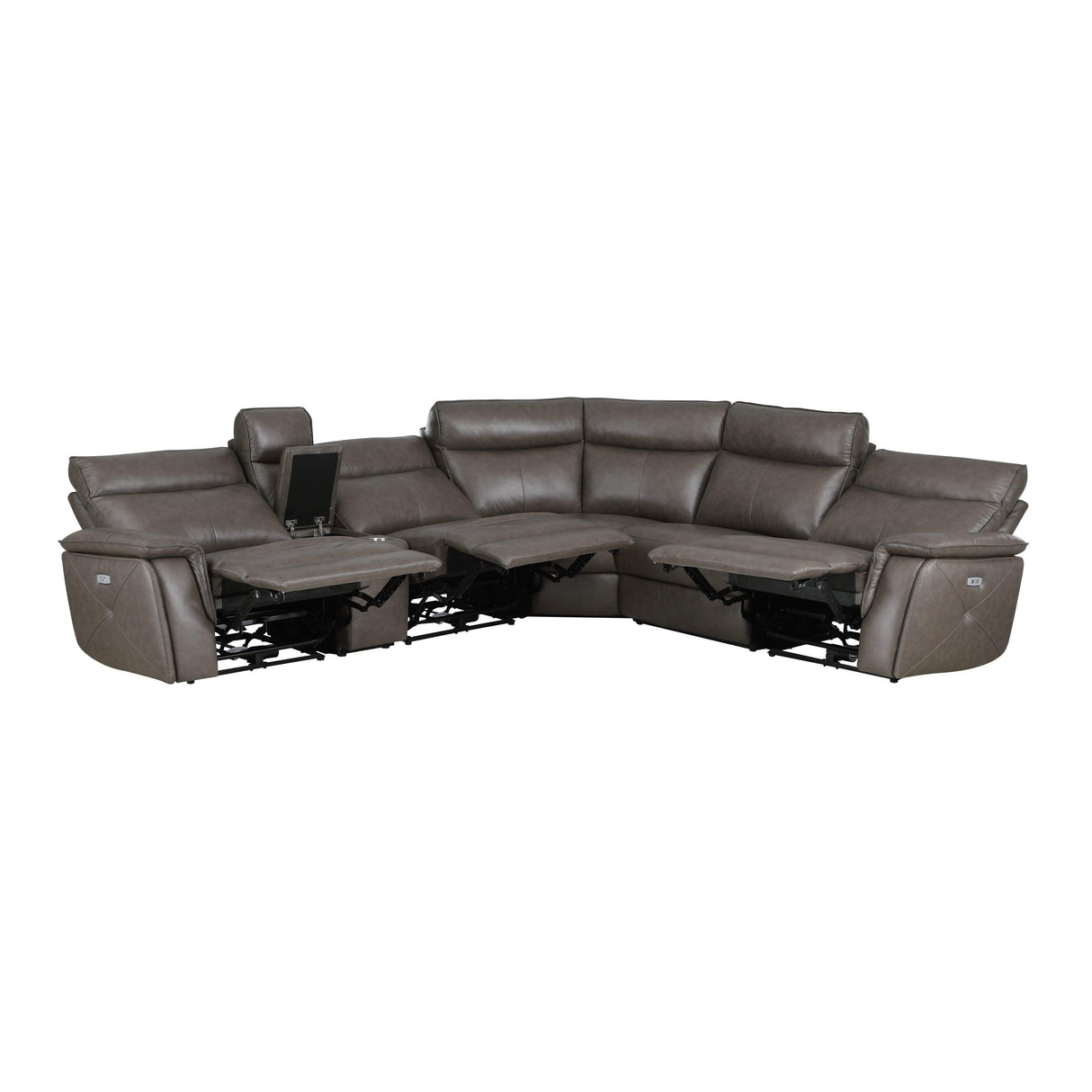 Maroni Dark Brown Leather 6-Piece Modular Power Reclining Sectional by Homelegance at Eve Furniture