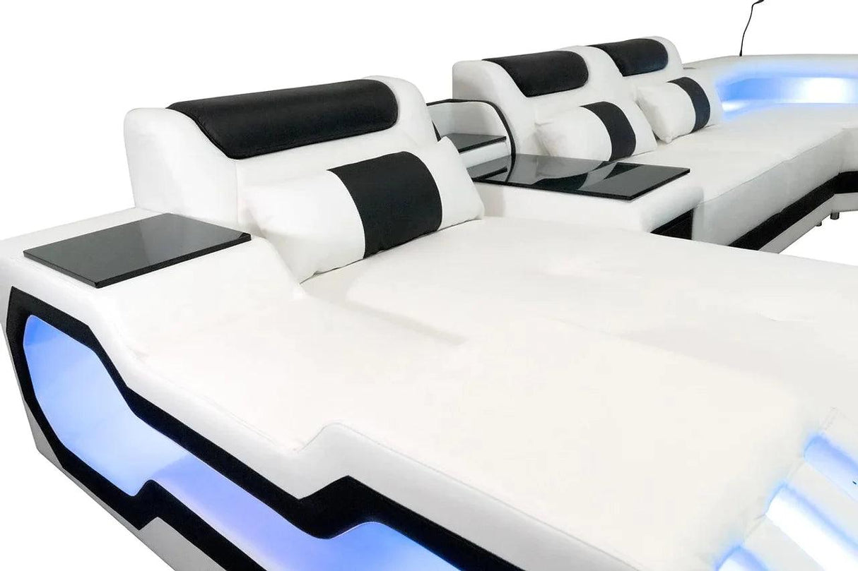 Matrix White/Black Italian Leather Sectional by New Era Innovations at Eve Furniture