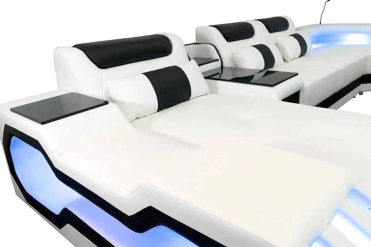 Matrix White/Black Italian Leather Sectional by New Era Innovations at Eve Furniture