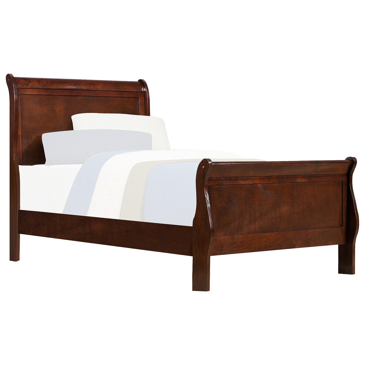 Mayville Brown Cherry Twin Sleigh Bed by Homelegance at Eve Furniture