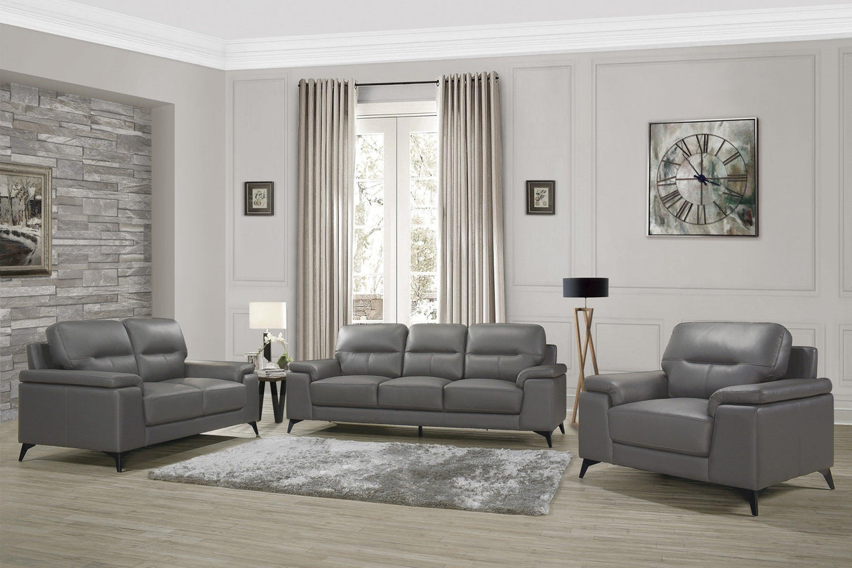 Mischa Dark Gray Top-Grain Leather Living Room Set by Homelegance at Eve Furniture