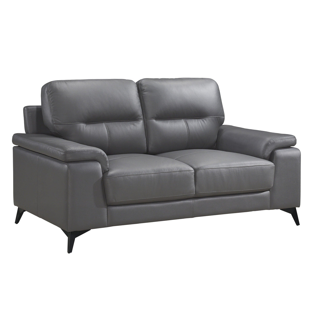 Mischa Dark Gray Top-Grain Leather Loveseat by Homelegance at Eve Furniture