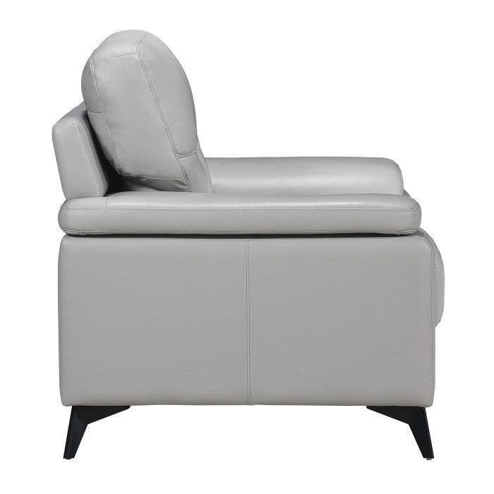 Mischa Silver Grain Top Grain Leather Chair by Homelegance at Eve Furniture