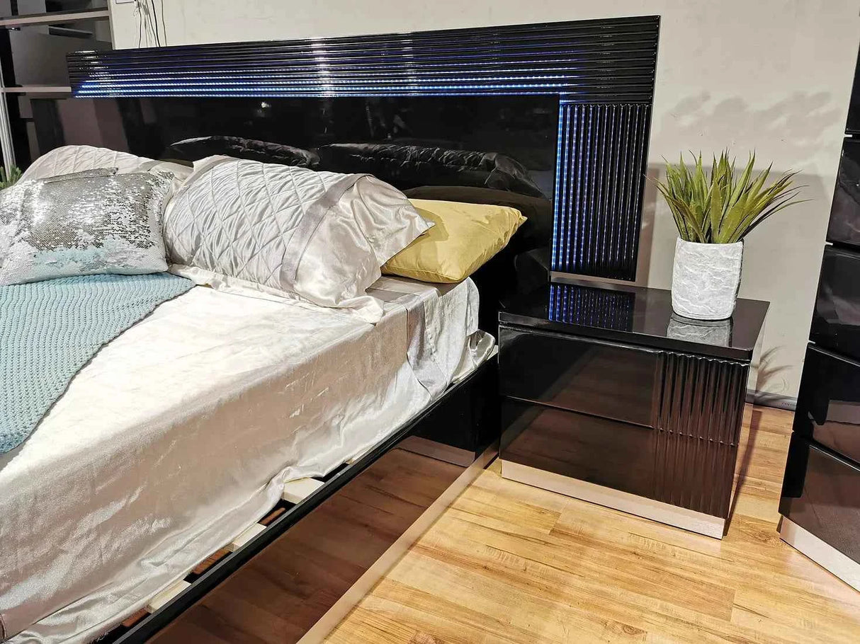 Modena Black LED Italian Bedroom Set by New Era Innovations at Eve Furniture