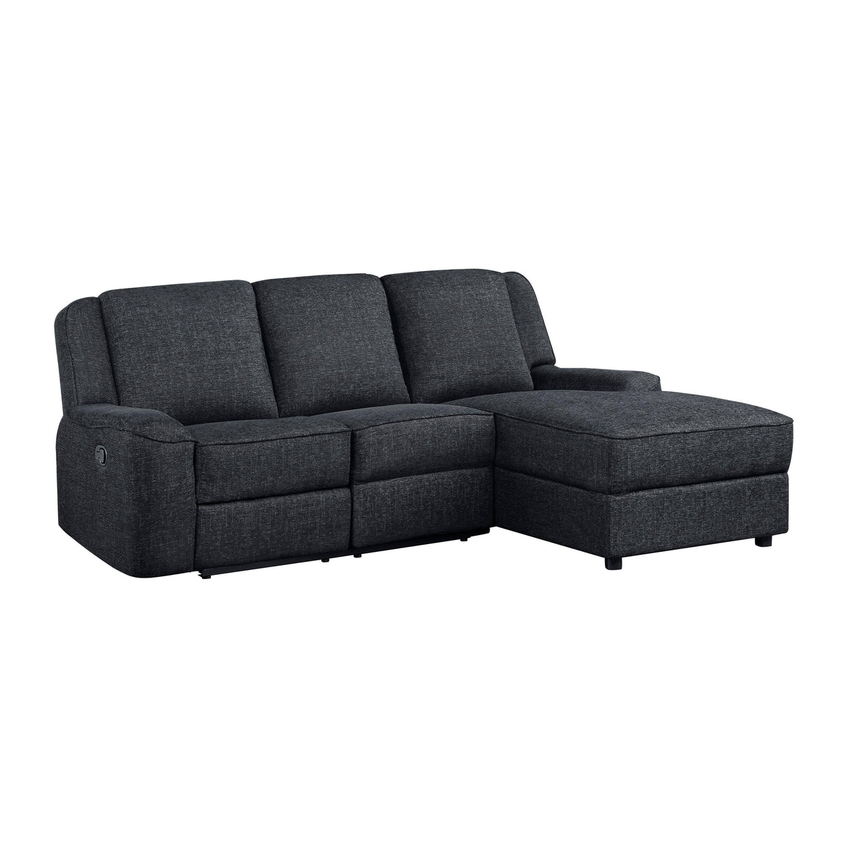 Monterey Black 2-Piece Reclining Sectional with Right Chaise by Homelegance at Eve Furniture