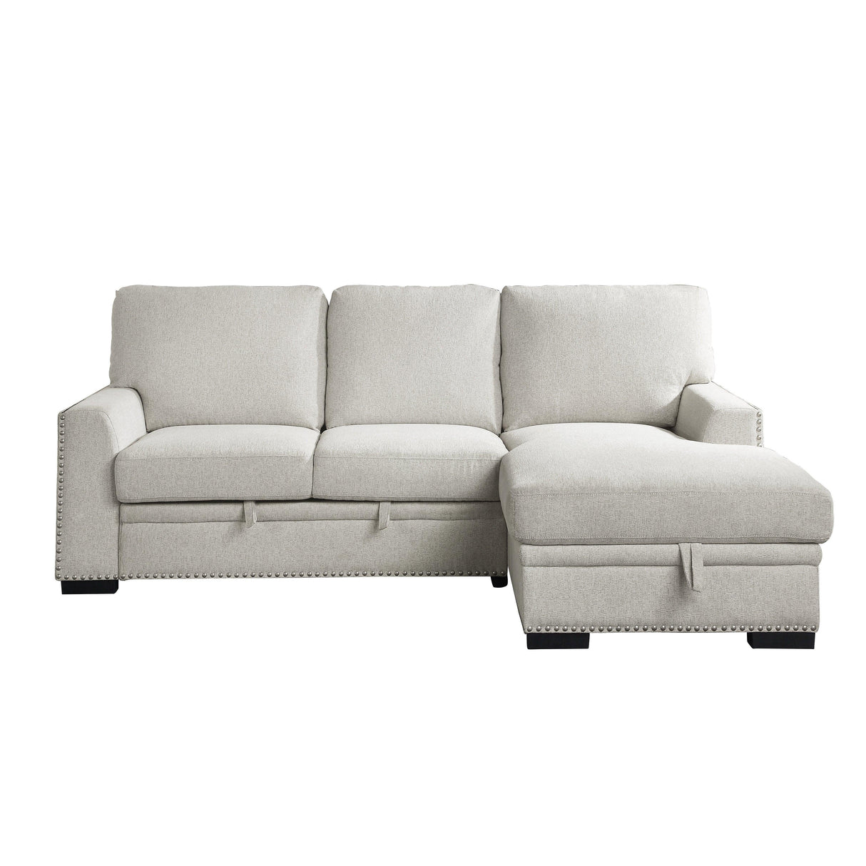 Morelia 2-Piece Sectional with Pull-out Bed and Right Chaise with Hidden Storage In Beige by Homelegance at Eve Furniture