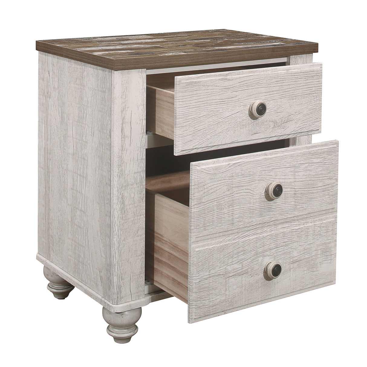 Nashville Antique White/Brown Nightstand by Homelegance at Eve Furniture