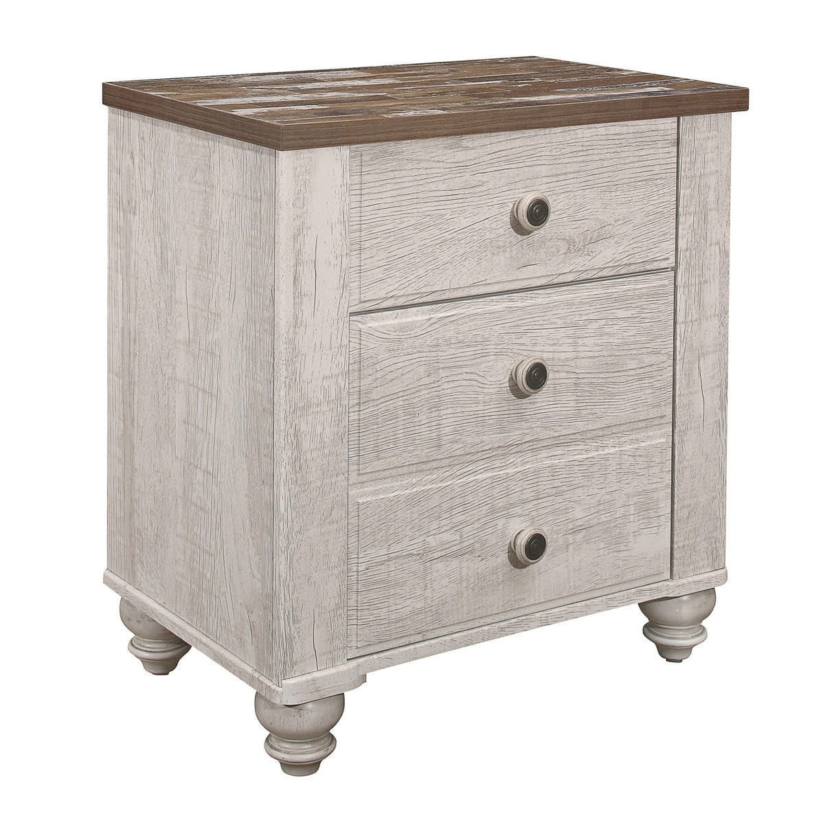 Nashville Antique White/Brown Nightstand by Homelegance at Eve Furniture