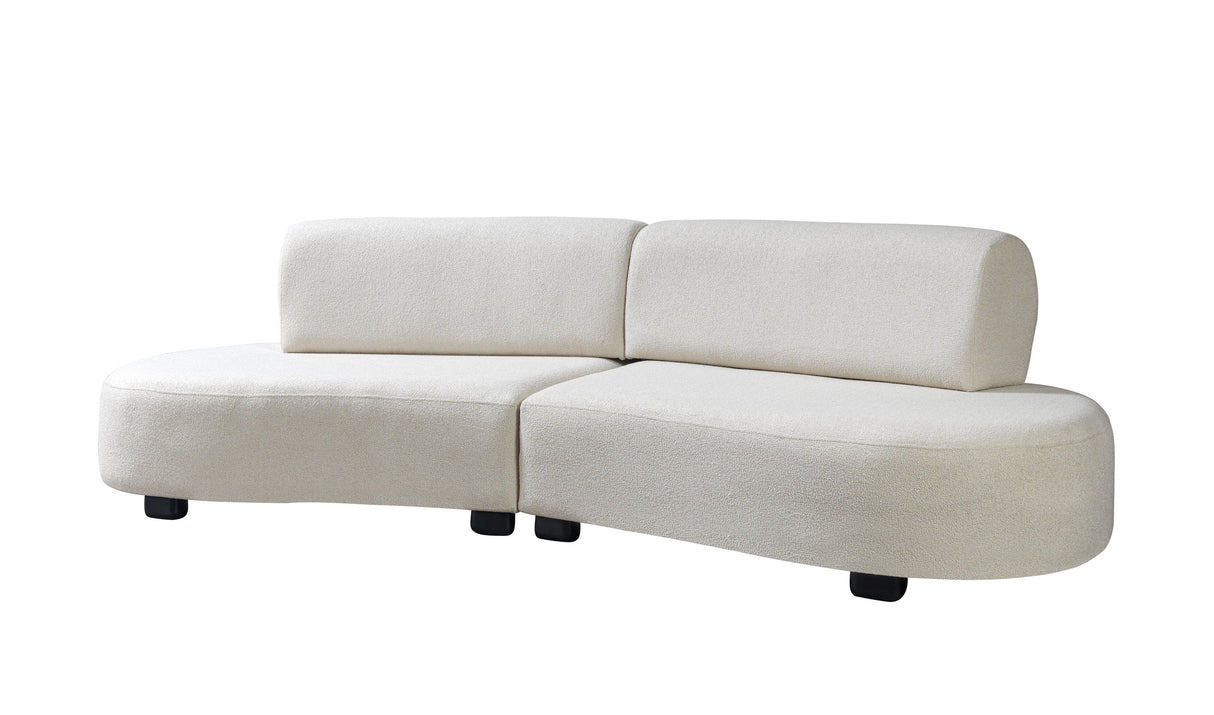 Olivia Ivory Boucle 2-Piece Curved Sectional- Eve Furniture
