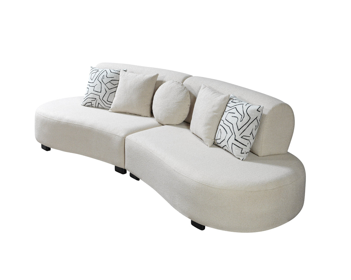 Olivia Ivory Boucle 2-Piece Curved Sectional- Eve Furniture
