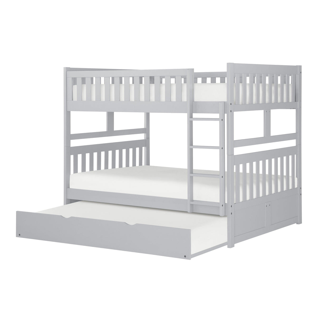 Orion Gray Full/Full Bunk Bed with Twin Trundle by Homelegance at Eve Furniture