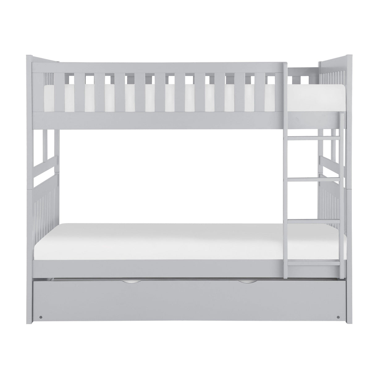 Orion Gray Full/Full Bunk Bed with Twin Trundle by Homelegance at Eve Furniture