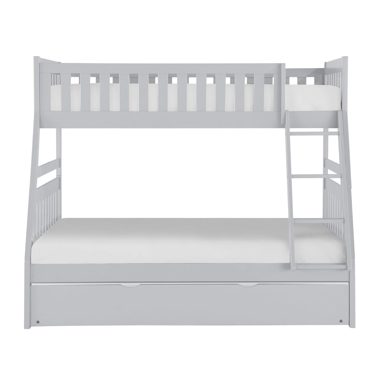 Orion Gray Twin/Full Bunk Bed with Twin Trundle by Homelegance at Eve Furniture