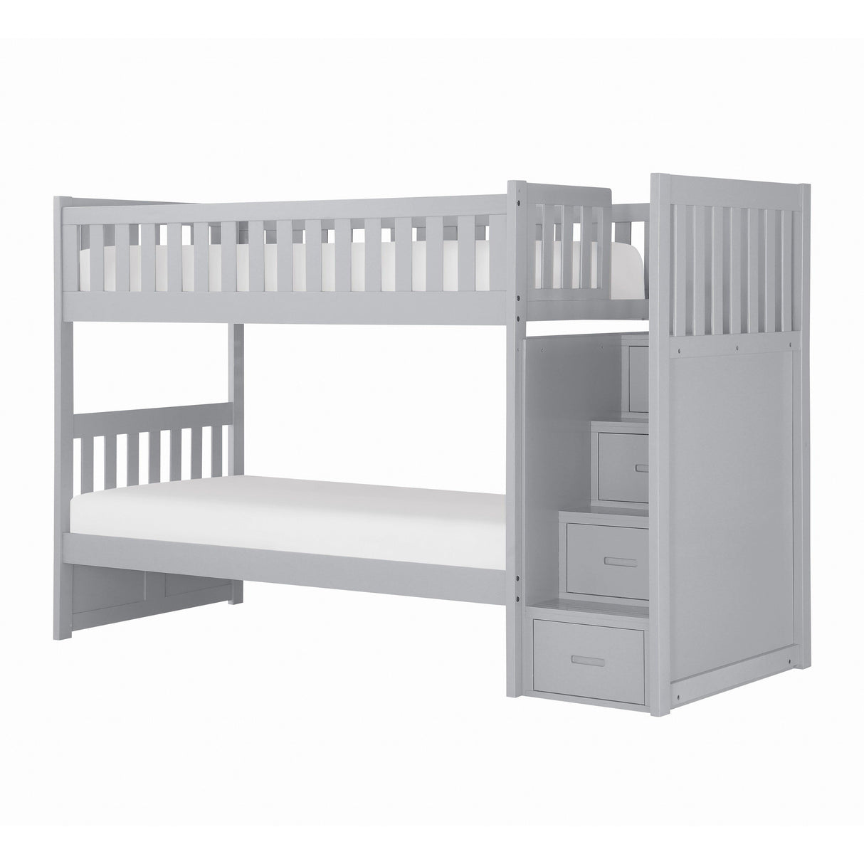 Orion Gray Twin/Twin Step Bunk Bed by Homelegance at Eve Furniture