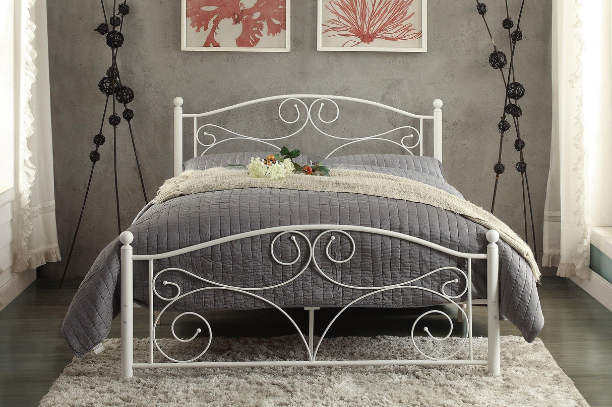 Pallina White Full Metal Platfom Bed by Homelegance at Eve Furniture