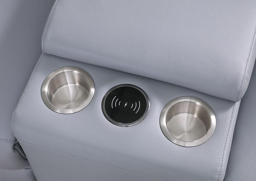 Picasso Light Blue 6-Piece 2-Power Reclining Sectional by New Era Innovations at Eve Furniture