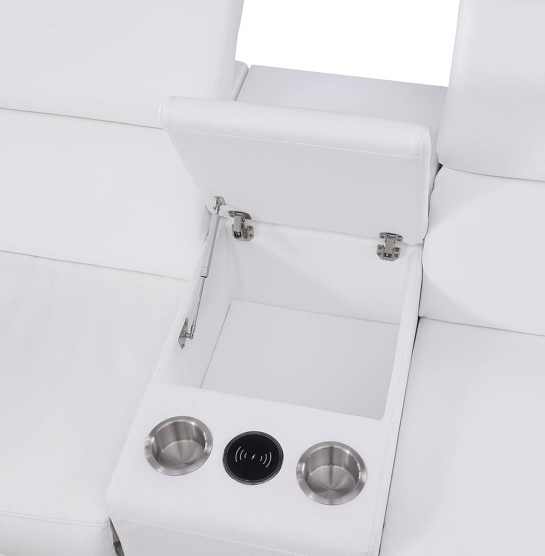 Picasso White 7-Piece 3 Power Reclining Sectional by New Era Innovations at Eve Furniture